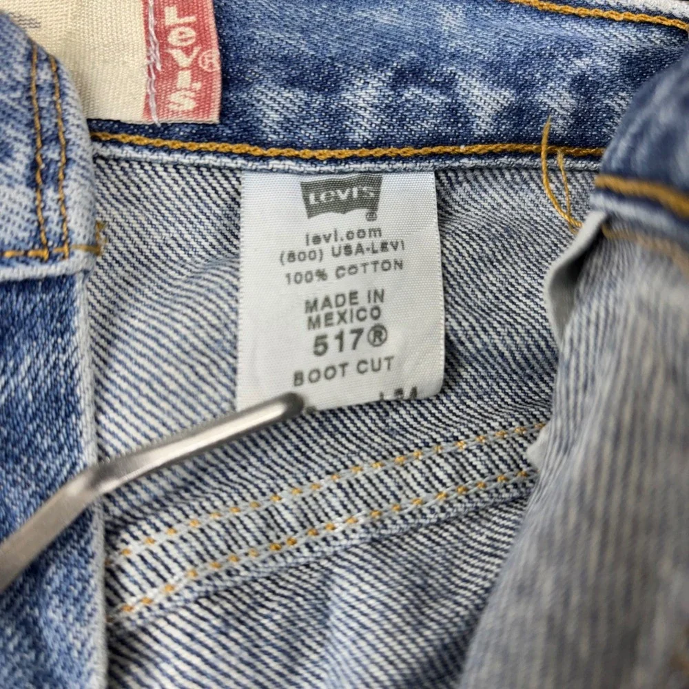 Vintage Levis 517 Mens 36x34 Bootcut Jeans Light Distress Festival Denim